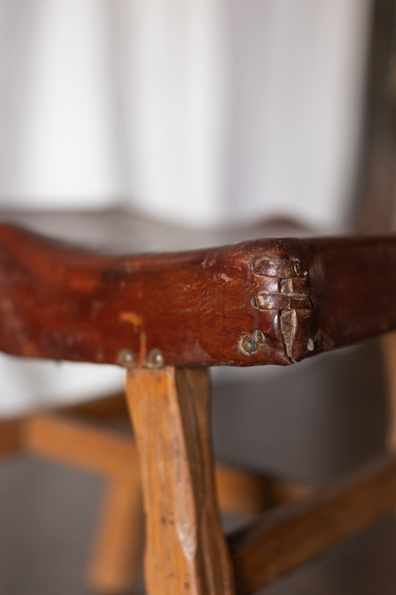 Brandt Ranch Oak Leather Footstool