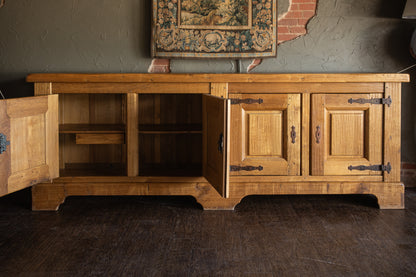Mid 1900s Large Rustic French - Light Oak Sideboard