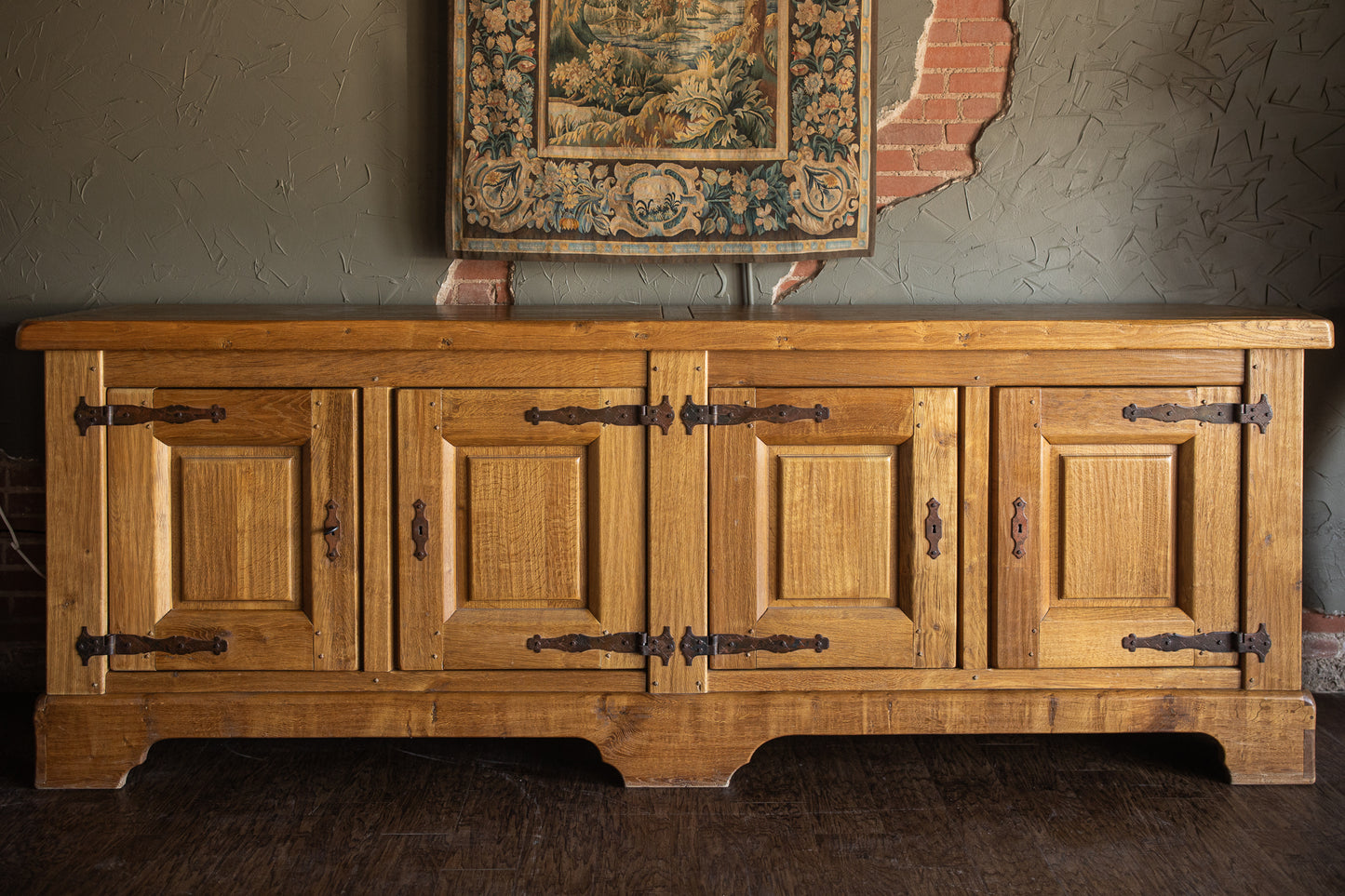 Mid 1900s Large Rustic French - Light Oak Sideboard