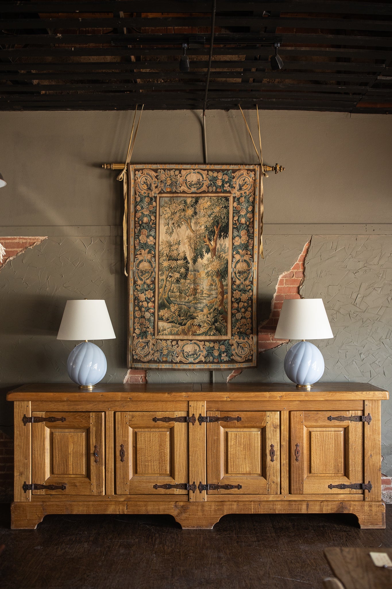 Mid 1900s Large Rustic French - Light Oak Sideboard