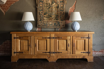 Mid 1900s Large Rustic French - Light Oak Sideboard