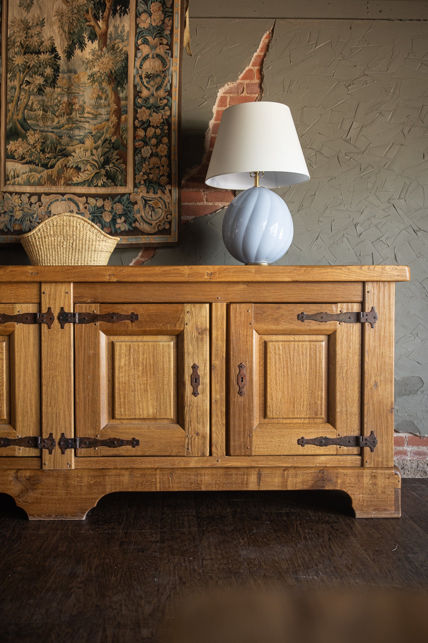 Mid 1900s Large Rustic French - Light Oak Sideboard