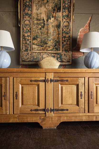 Mid 1900s Large Rustic French - Light Oak Sideboard