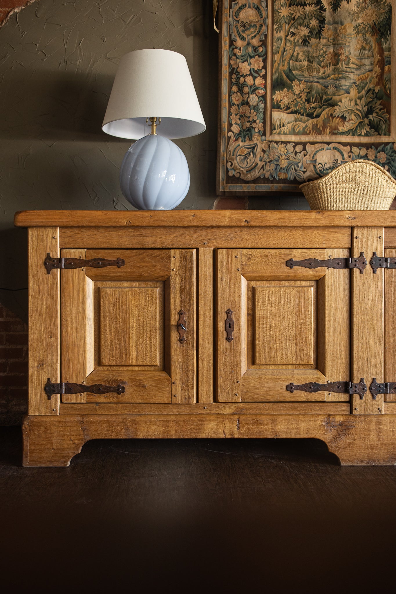 Mid 1900s Large Rustic French - Light Oak Sideboard