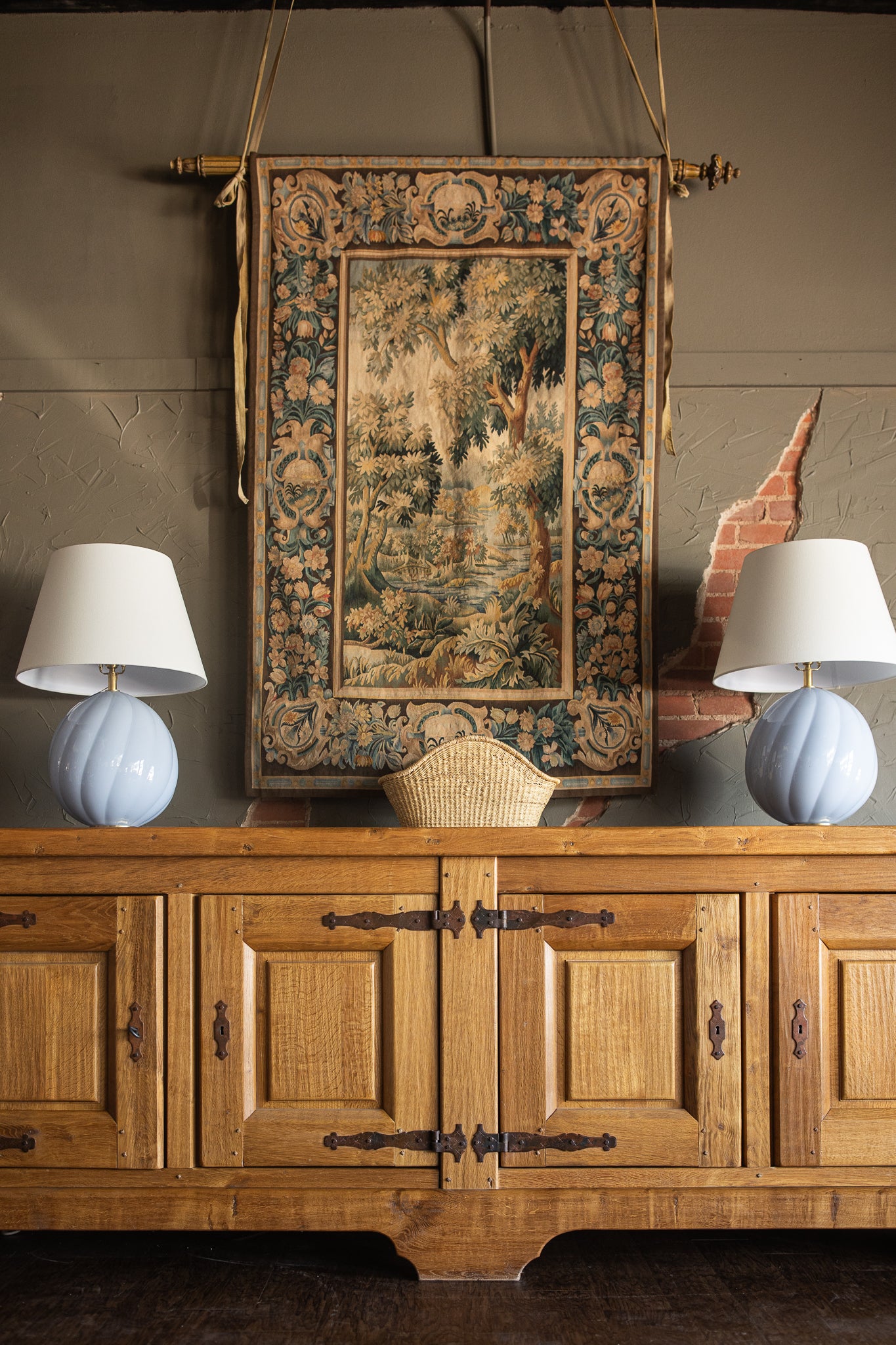 Mid 1900s Large Rustic French - Light Oak Sideboard