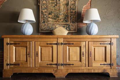 Mid 1900s Large Rustic French - Light Oak Sideboard