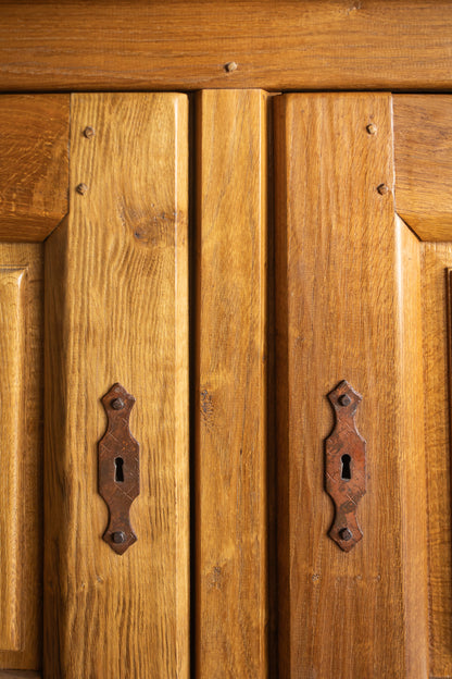 Mid 1900s Large Rustic French - Light Oak Sideboard