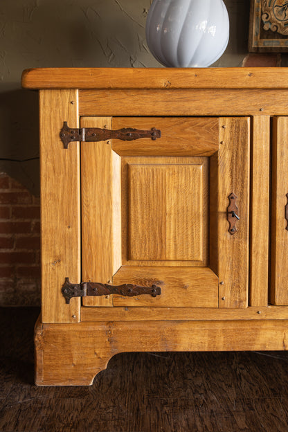 Mid 1900s Large Rustic French - Light Oak Sideboard