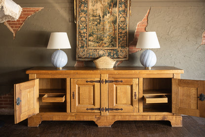 Mid 1900s Large Rustic French - Light Oak Sideboard