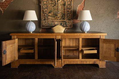 Mid 1900s Large Rustic French - Light Oak Sideboard