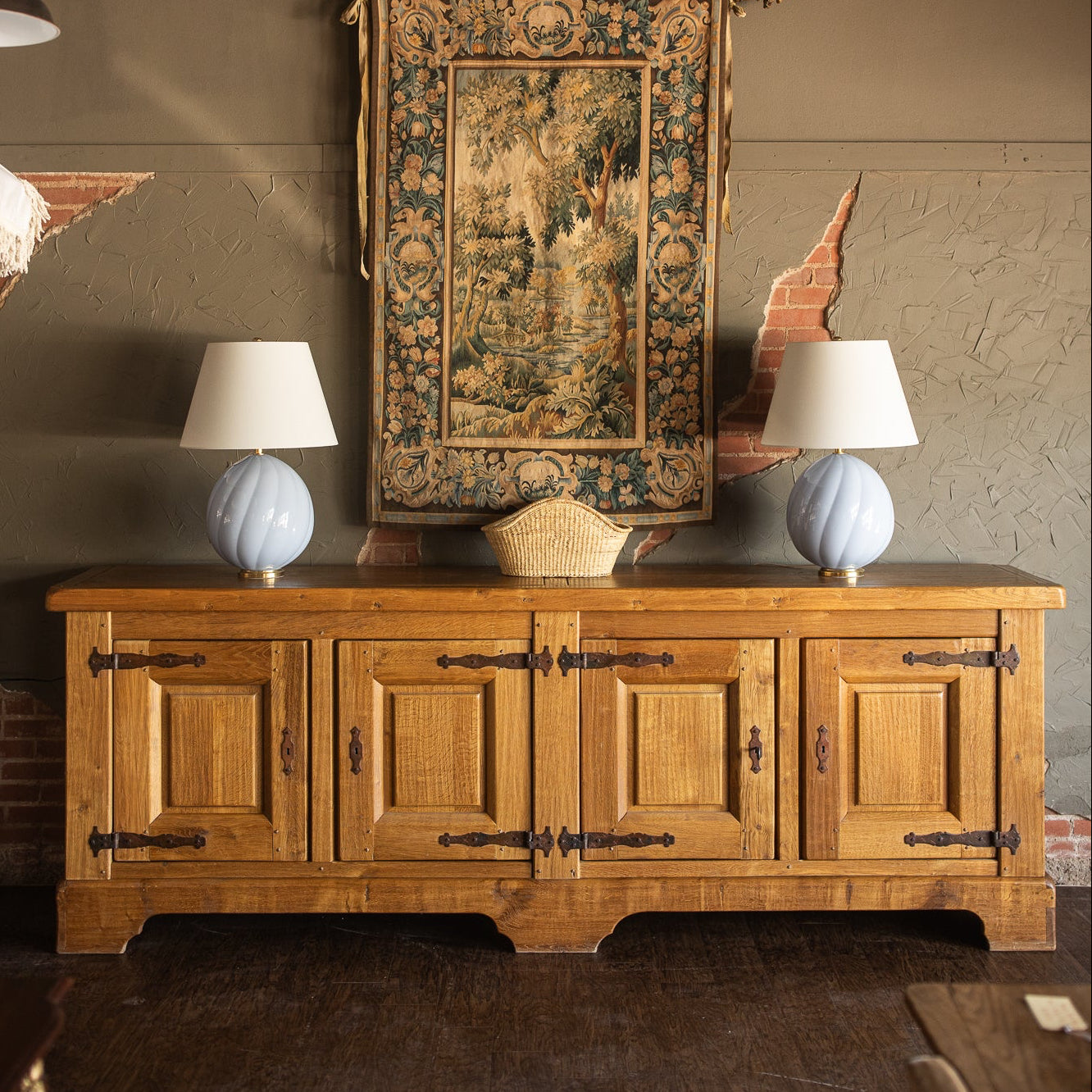 Mid 1900s Large Rustic French - Light Oak Sideboard