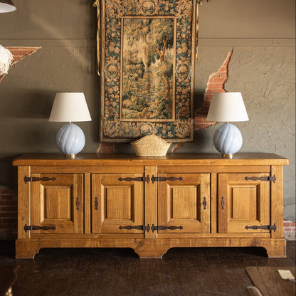 Mid 1900s Large Rustic French - Light Oak Sideboard