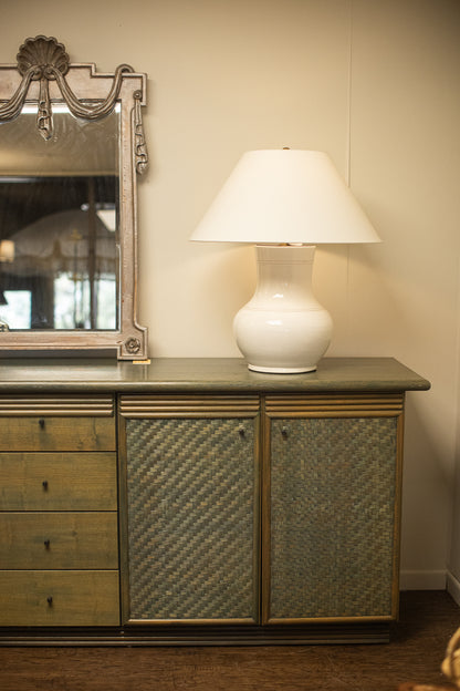 Pickled Green Rattan Sideboard