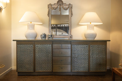 Pickled Green Rattan Sideboard