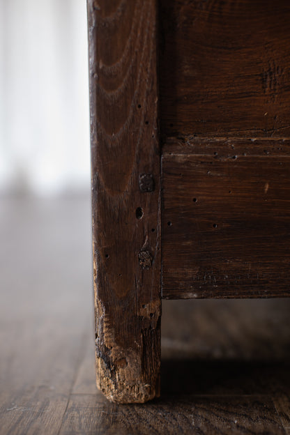 Antique European Paneled Oak Trunk