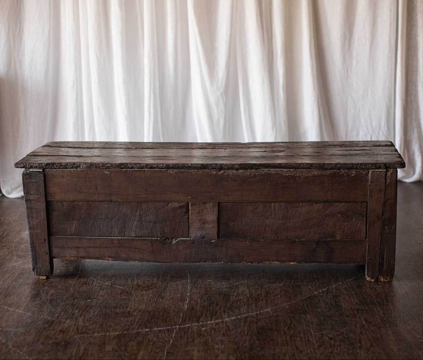 Antique European Paneled Oak Trunk