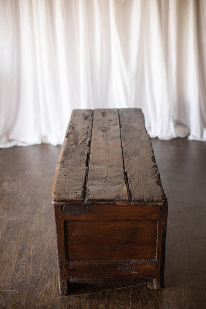 Antique European Paneled Oak Trunk