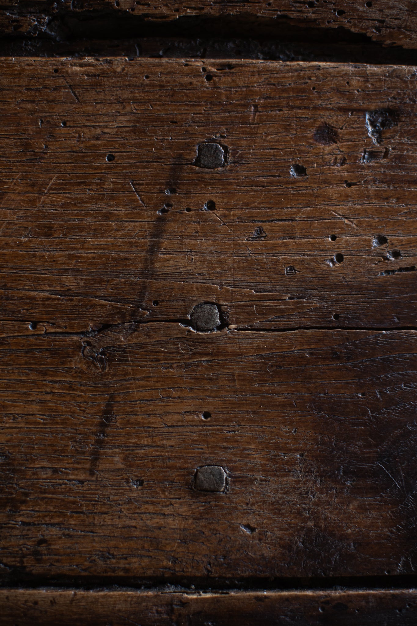 Antique European Paneled Oak Trunk