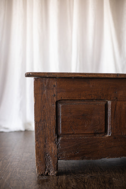 Antique European Paneled Oak Trunk