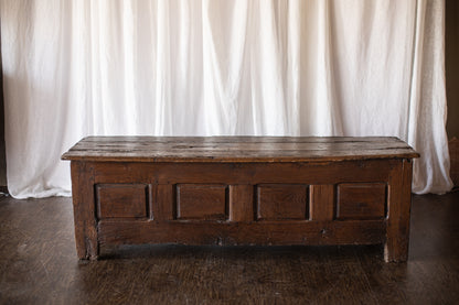 Antique European Paneled Oak Trunk