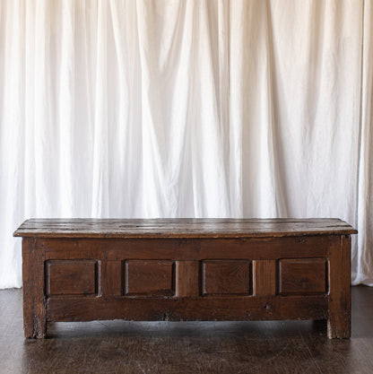 Antique European Paneled Oak Trunk