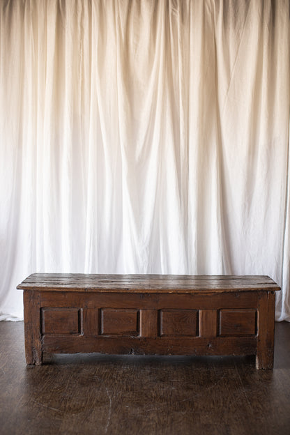 Antique European Paneled Oak Trunk