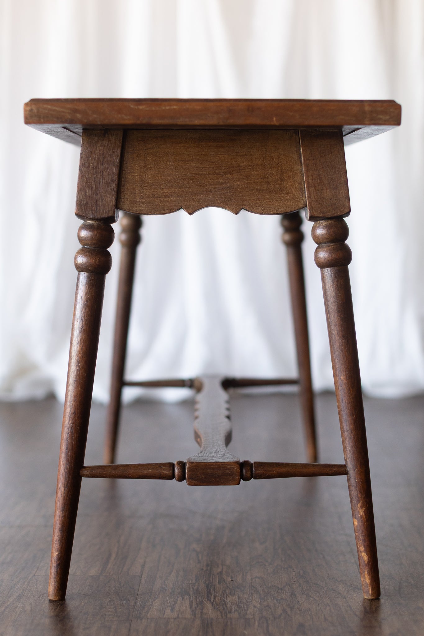Danish Oak Accent Table with Tapered Turned Legs