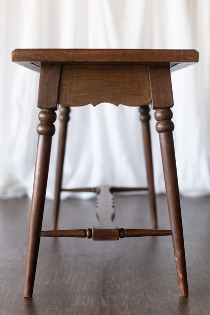 Danish Oak Accent Table with Tapered Turned Legs
