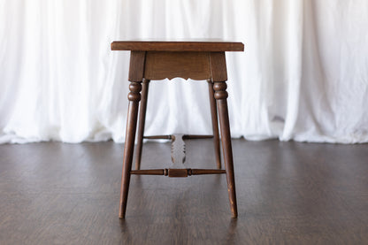 Danish Oak Accent Table with Tapered Turned Legs