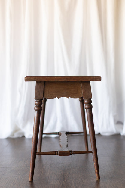 Danish Oak Accent Table with Tapered Turned Legs