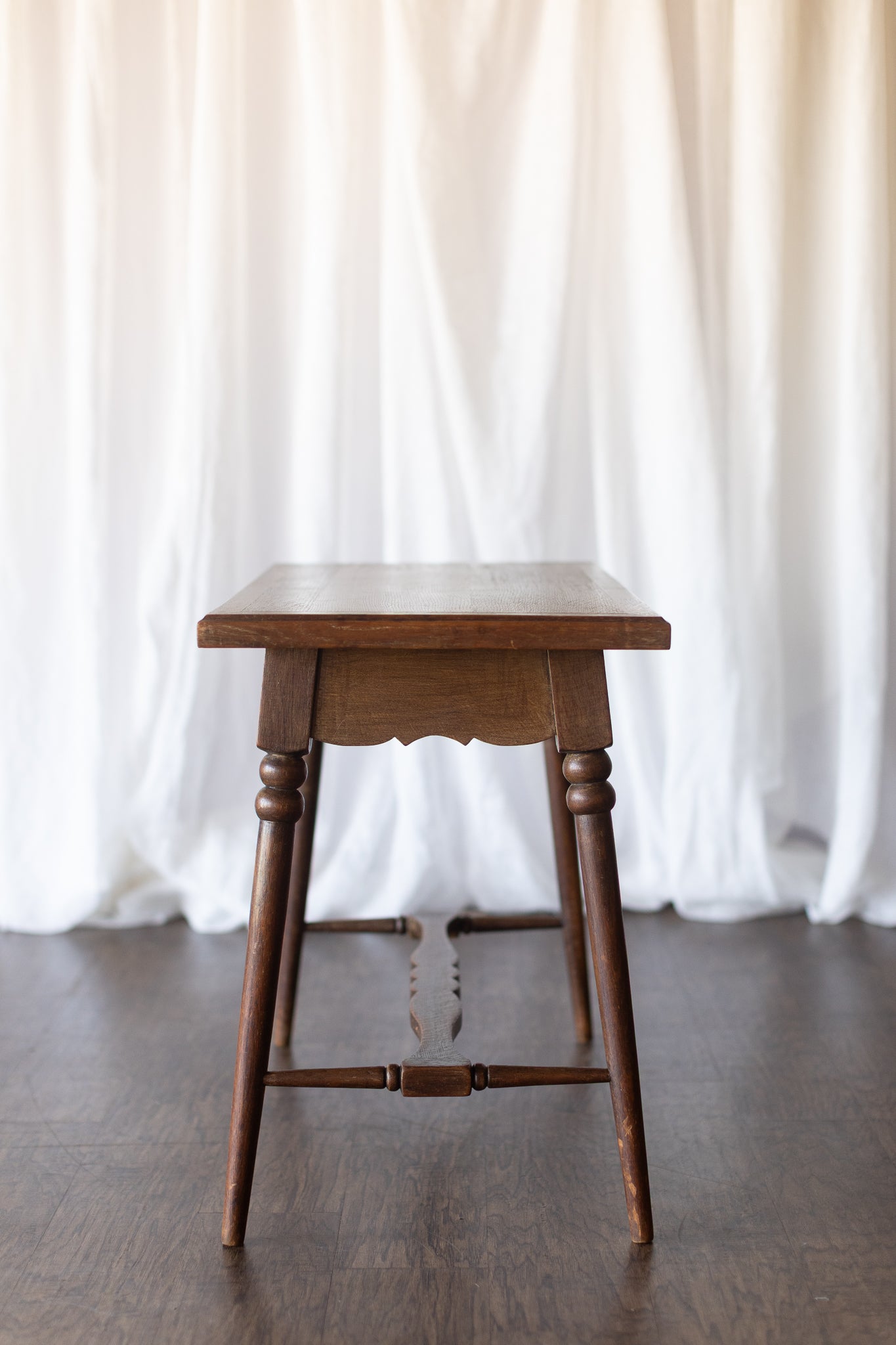 Danish Oak Accent Table with Tapered Turned Legs
