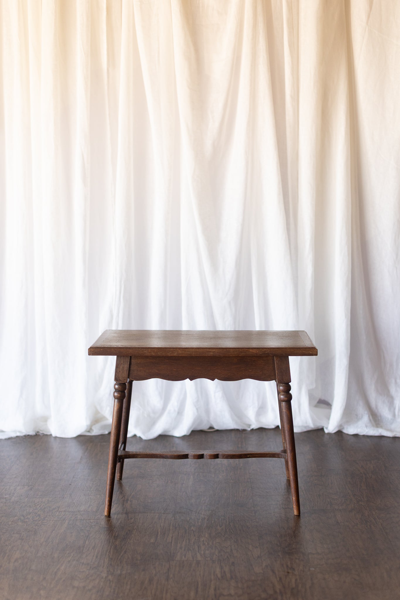 Danish Oak Accent Table with Tapered Turned Legs