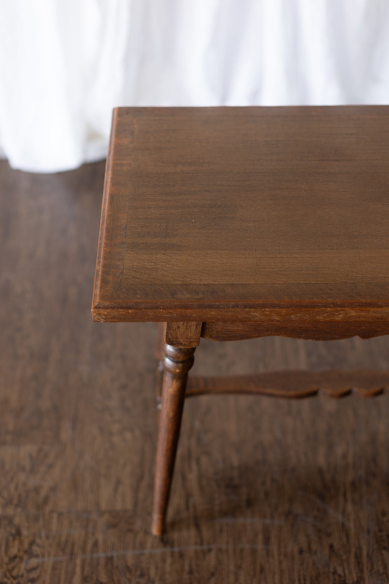 Danish Oak Accent Table with Tapered Turned Legs