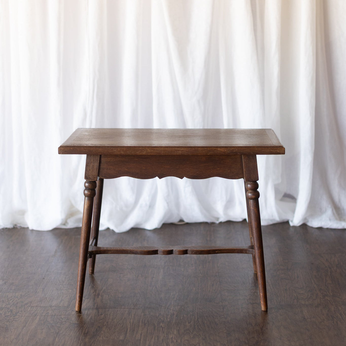 Danish Oak Accent Table with Tapered Turned Legs