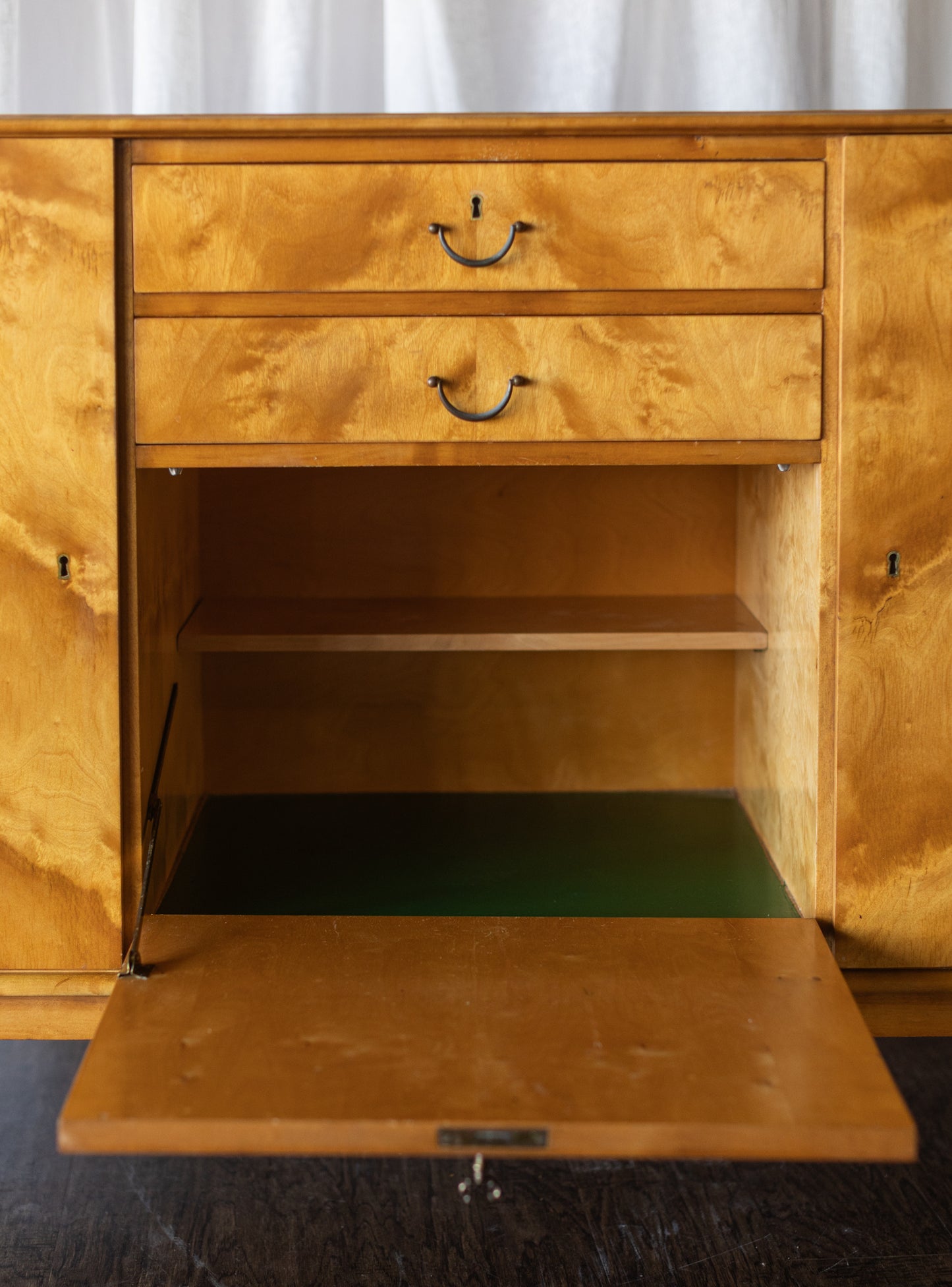 Mid Century Flame Birch Sideboard
