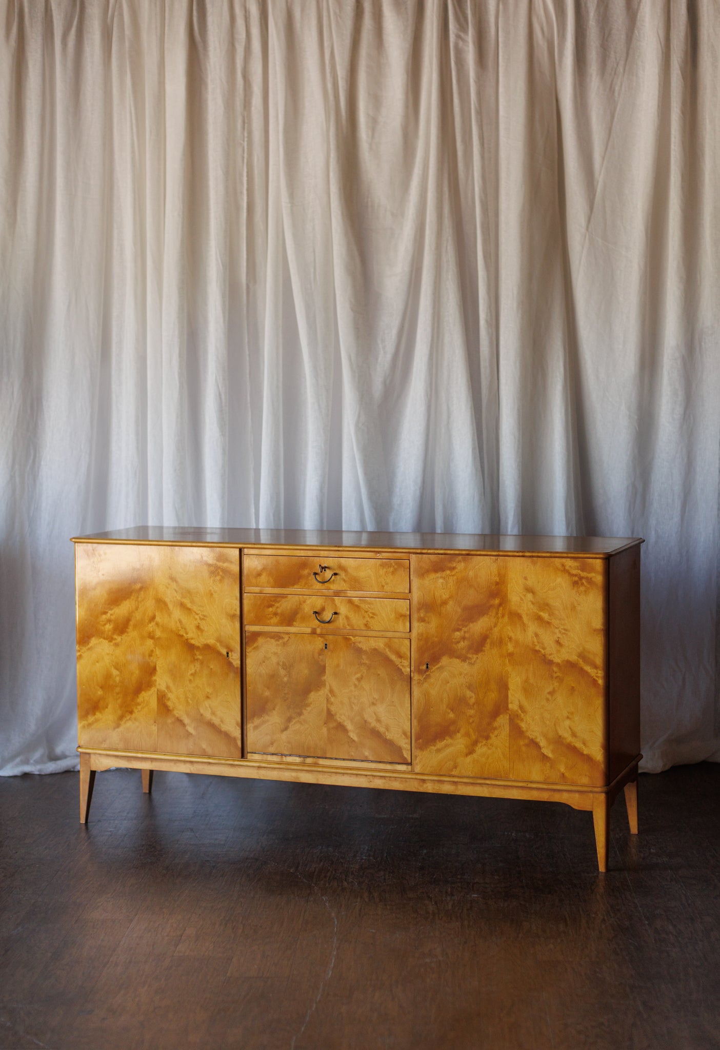 Mid Century Flame Birch Sideboard