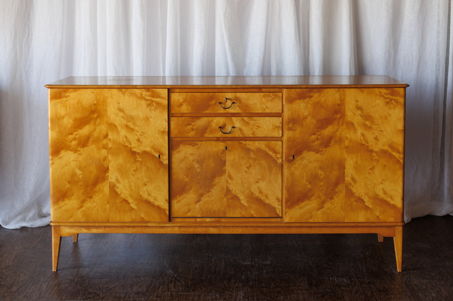 Mid Century Flame Birch Sideboard