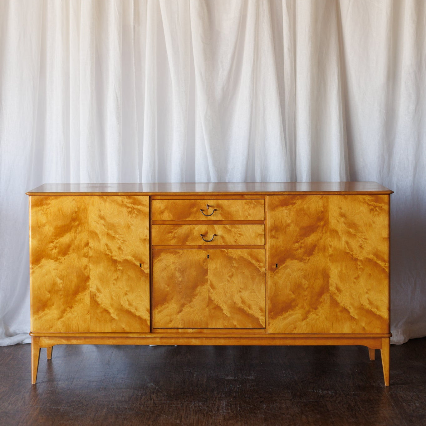 Mid Century Flame Birch Sideboard