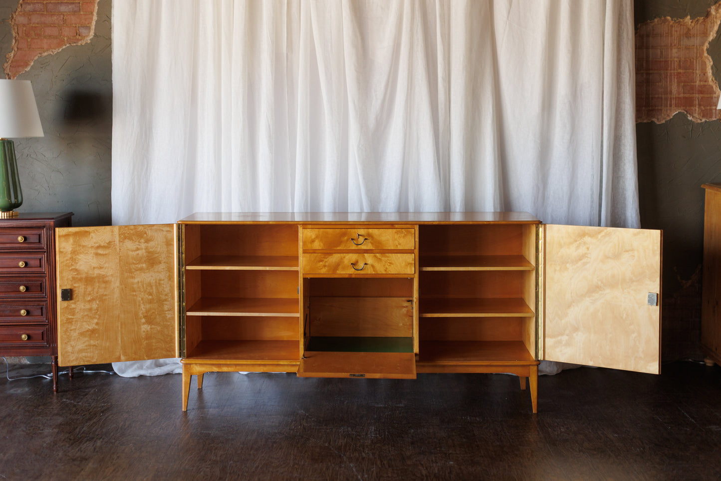Mid Century Flame Birch Sideboard