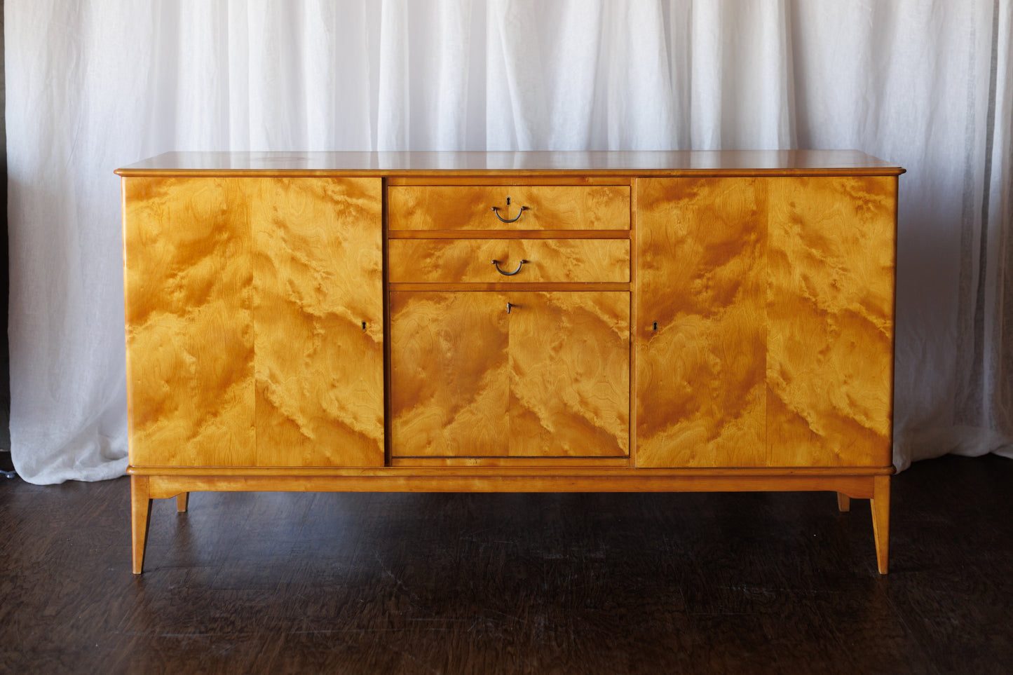 Mid Century Flame Birch Sideboard
