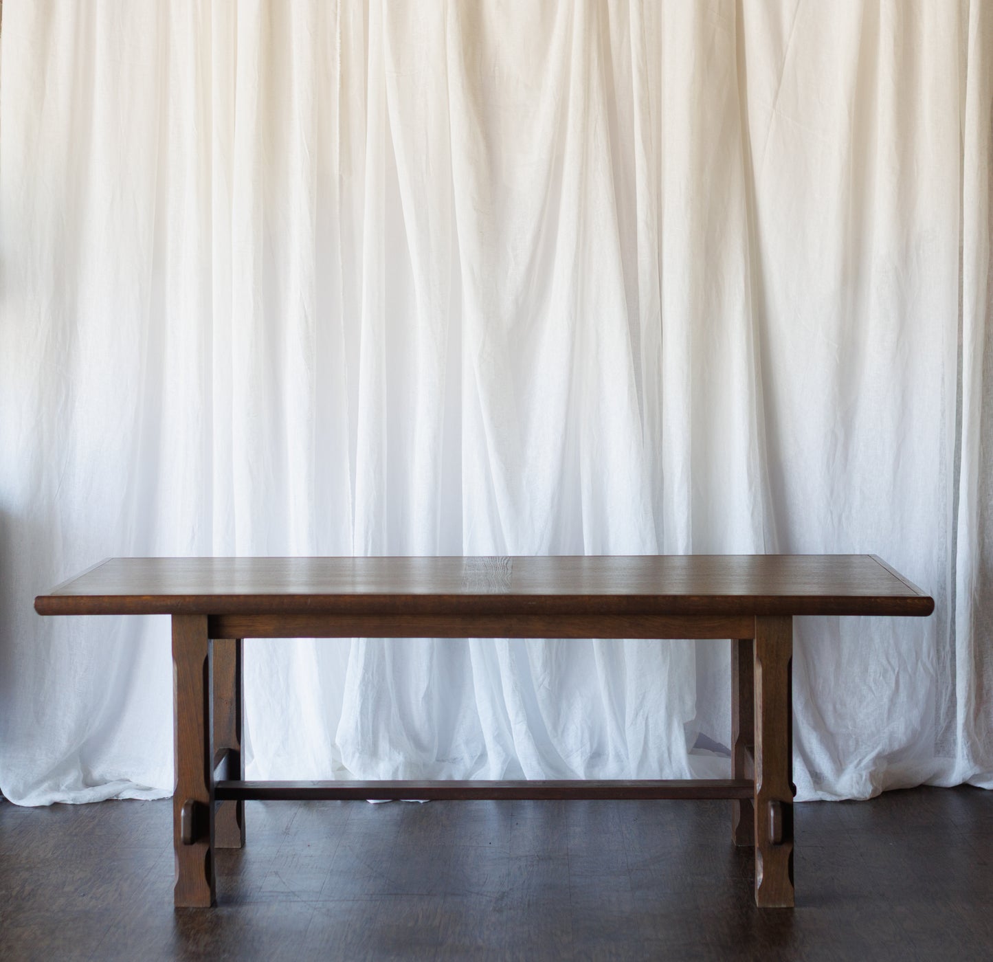 Mid Century Dining Table with Linear Veneer Pattern