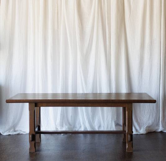 Mid Century Dining Table with Linear Veneer Pattern