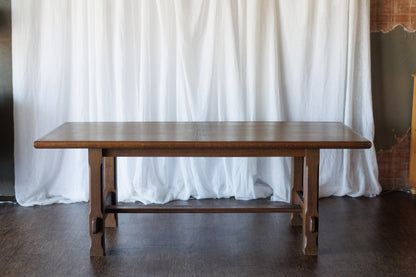 Mid Century Dining Table with Linear Veneer Pattern