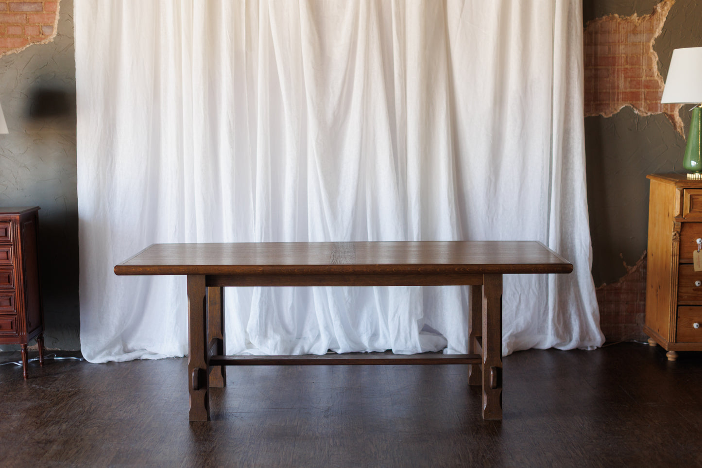 Mid Century Dining Table with Linear Veneer Pattern