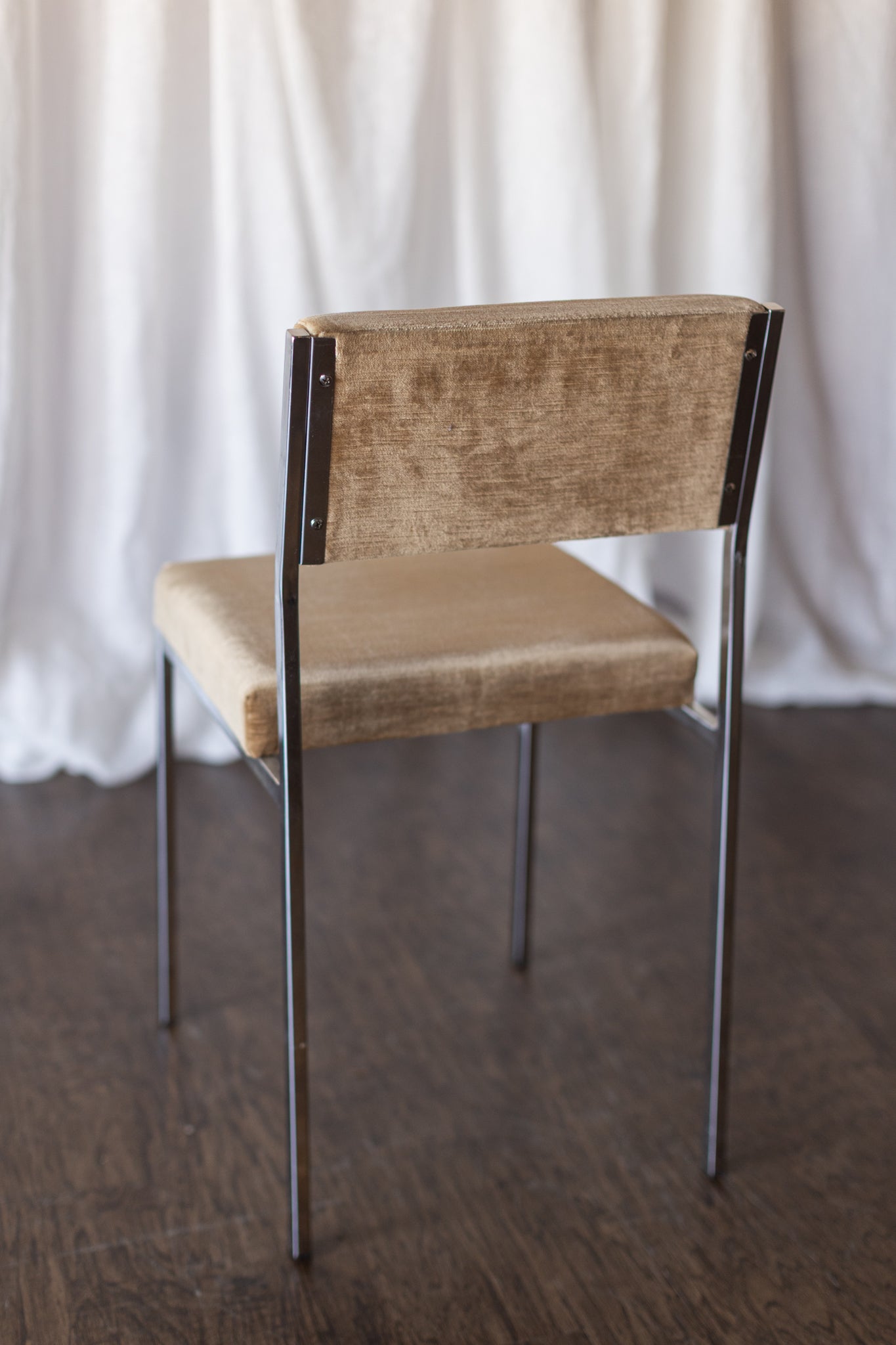 Set of Six Mid Century Square Tube Chrome Dining Chairs