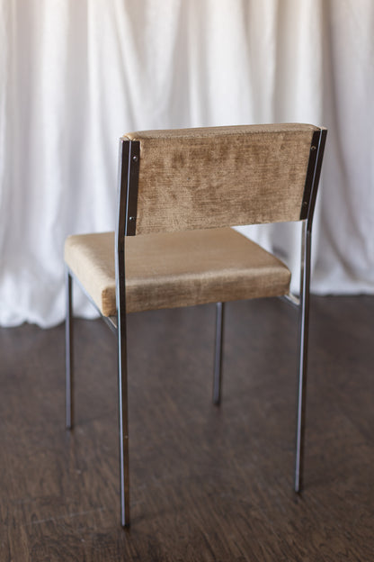 Set of Six Mid Century Square Tube Chrome Dining Chairs