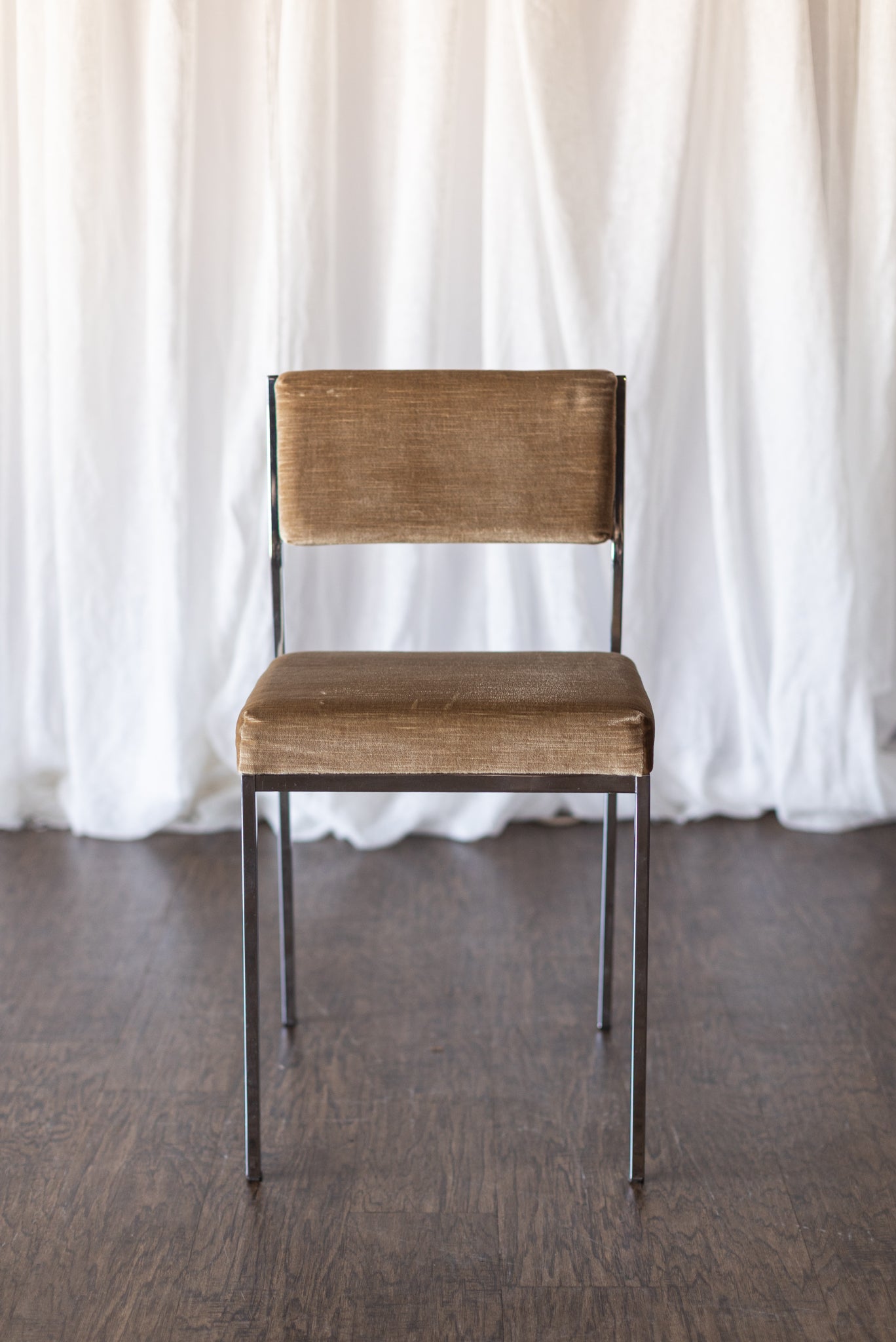 Set of Six Mid Century Square Tube Chrome Dining Chairs