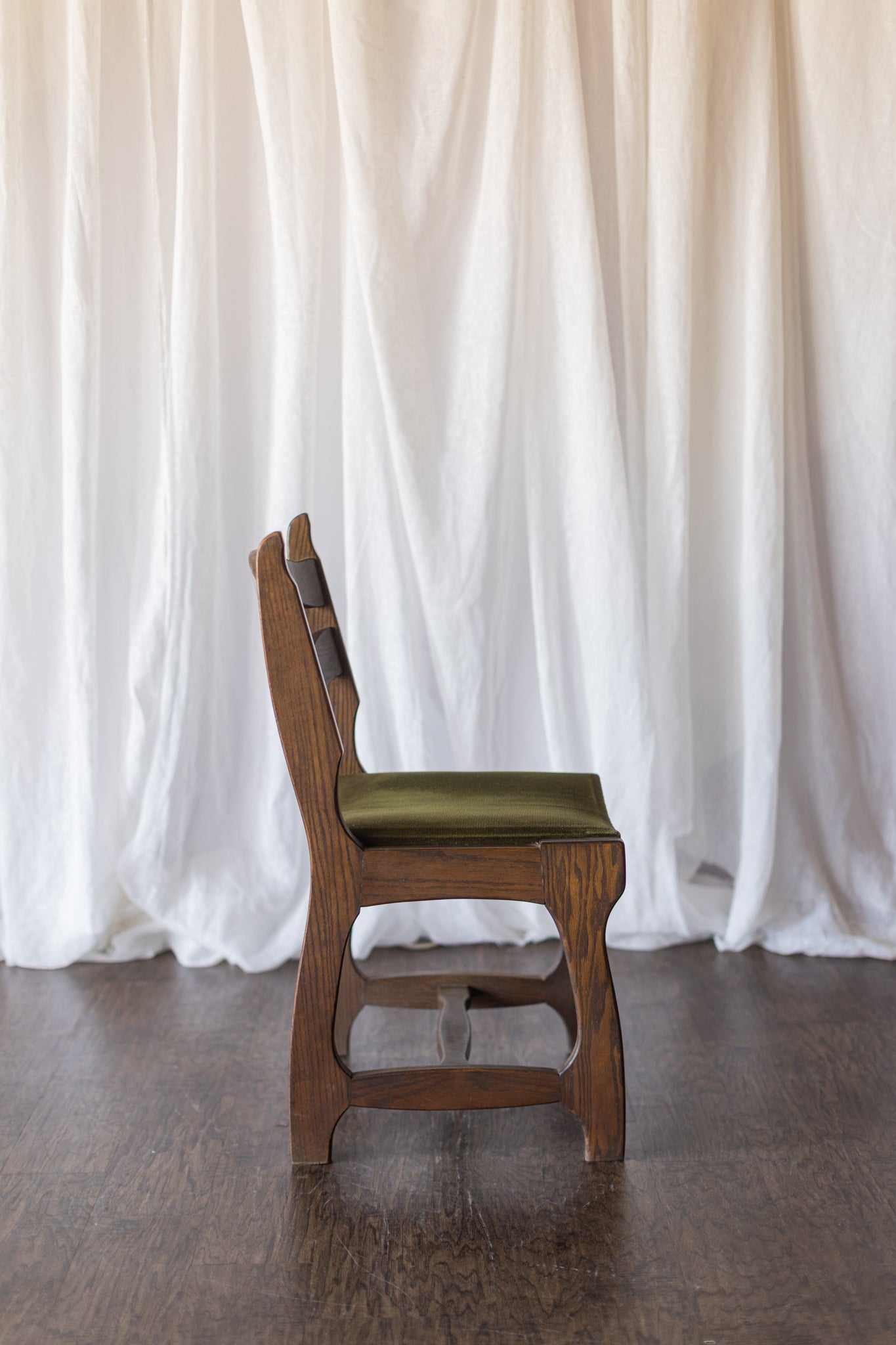Set of Six Danish Modern Dining Chairs - Green Upholstery As Found