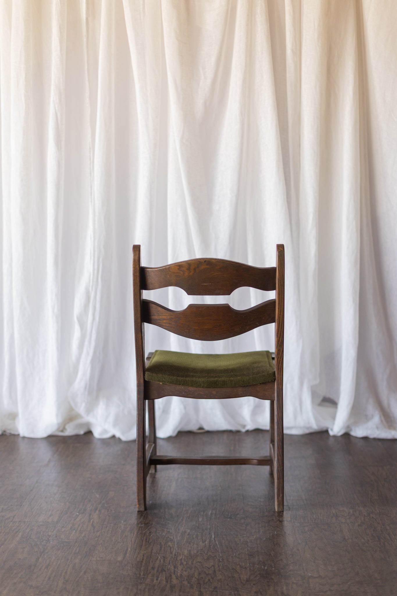 Set of Six Danish Modern Dining Chairs - Green Upholstery As Found