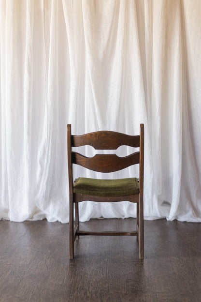 Set of Six Danish Modern Dining Chairs - Green Upholstery As Found